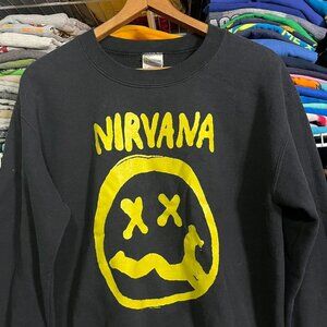 2013 Nirvana smiley graphic crew neck sweatshirt s